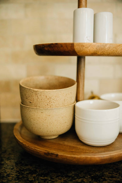 Mango Wood Two-Tier Tray