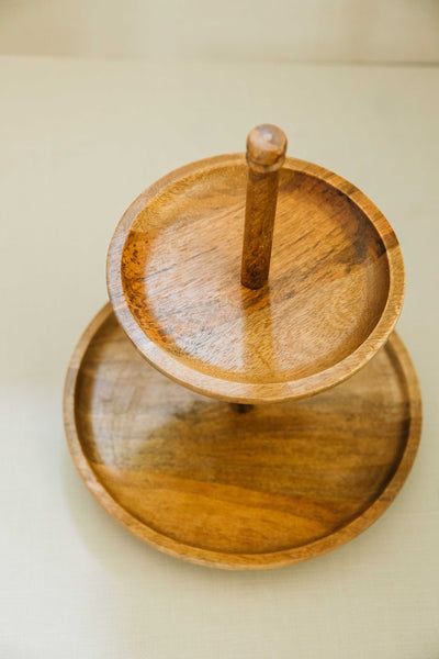 Mango Wood Two-Tier Tray