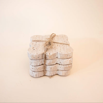 Scalloped Travertine Coaster Set