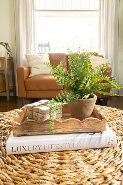 Scalloped Travertine Coaster Set