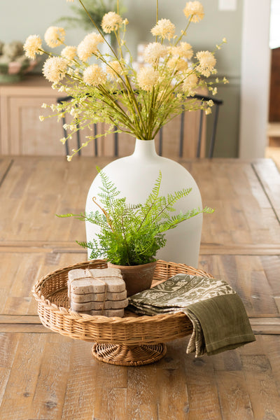 Scarlet Footed Rattan Tray